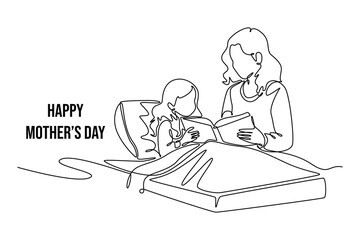 Mothers day concept. Single line draw design. Vector graphic illustration