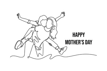Fototapeta premium Mothers day concept. Single line draw design. Vector graphic illustration