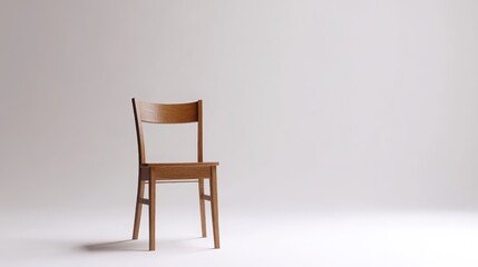 Single Wooden Chair on White Background Minimalist Design