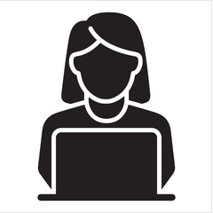 Customer service icon. Help and information contact center icon. Icon symbol suitable for contact, administrator, receptionist, employee, officer. Vector illustration.