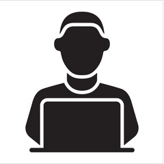 Customer service icon. Help and information contact center icon. Icon symbol suitable for contact, administrator, receptionist, employee, officer. Vector illustration.