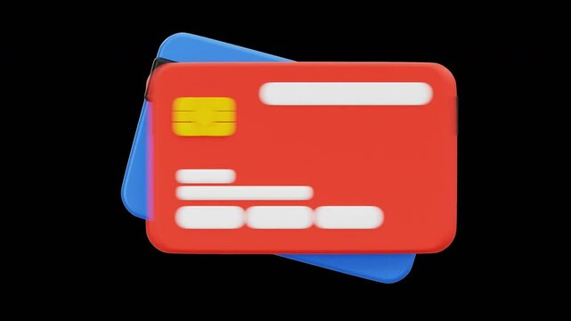 3D Animated Credit Cards for Payments, Alpha Channel, 4K Animation