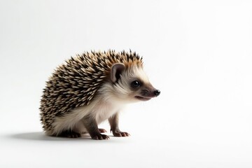 Obraz premium A lone hedgehog against a stark white backdrop, stock, art, hedgehog