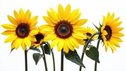 Obraz premium Bold, graphic sunflowers, vibrant yellow, black stems, art, sun, flower