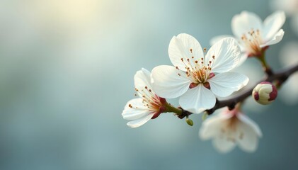 Delicate white blossoms on a pristine background, tranquil, white flowers