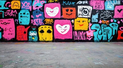 Vibrant Urban Street Art with Colorful Graffiti Designs