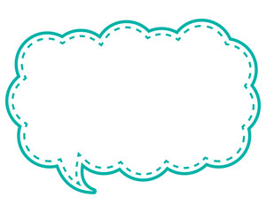 シンプルなカラー線の吹き出し　細長い雲形