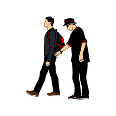 a man steals someone else's wallet in his back pocket vector illustration