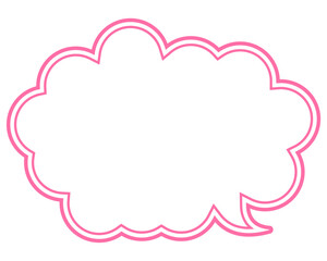 シンプルなカラー線の吹き出し　丸みのある雲形