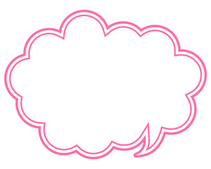 シンプルなカラー線の吹き出し　丸みのある雲形