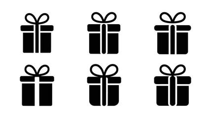 Simple Black Gift Box Icons Set