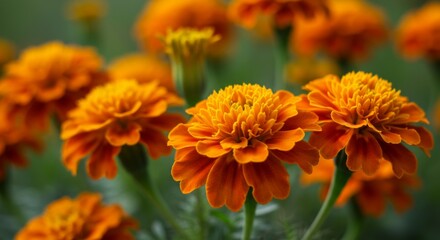 Vibrant Orange Marigolds in Close Up