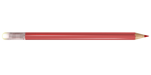 Realistic Color Pencil With Eraser Tool Vector Illustration.	