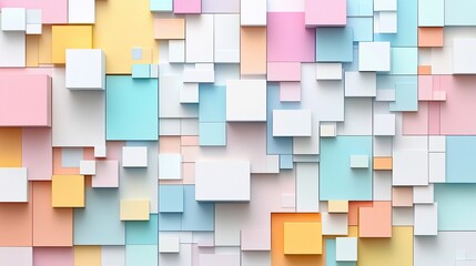Abstract pastel cubes background with depth and soft light rendering