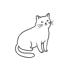 cute cat illustration line minimalist