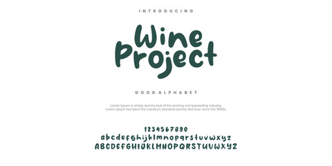 Wine Project Elegant Font Creative Hand Drawn Uppercase and Number. Street Art Classic Lettering Fashion Designs Typography modern serif decorative vintage concept vector illustration © Luke Project