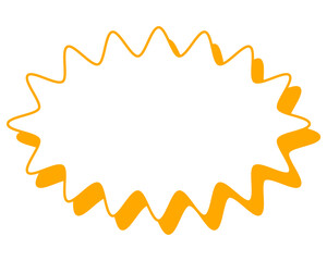 シンプルなカラー線の吹き出し　細長い丸みのあるギザギザした形