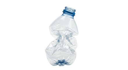 Crushed plastic bottle against black backdrop