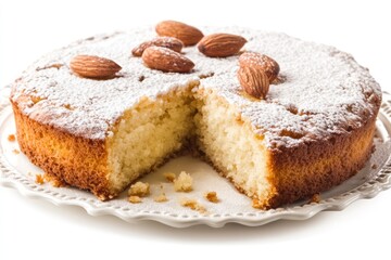 Tarta de Santiago (Spanish almond cake), transparent background