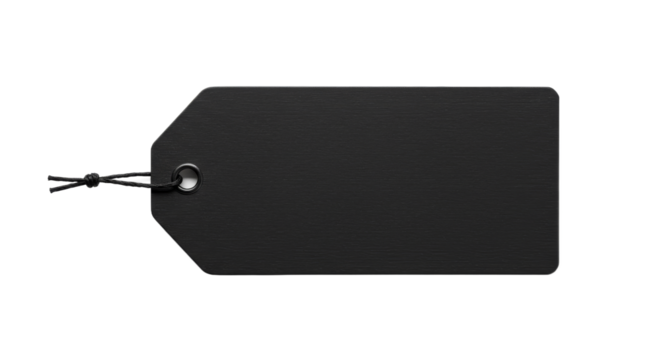 Sophisticated black tag with string tie