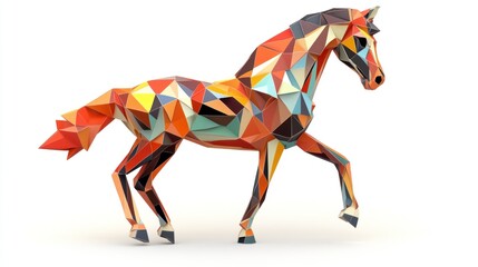 Obraz premium Geometric horse, colorful, polygonal, 3D model
