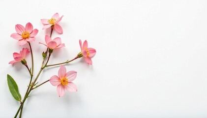 Delicate, minimalist floral sprigs on white background, print, blossom, decor