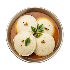 Idli sambar in bowl isolated on transparent background