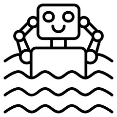 Swimming Robot icon with outline style and pixel perfect base. Suitable for website design, logo, app and UI. Based on the size of the icon in general, so it can be reduced.