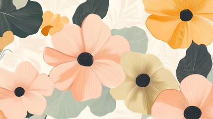 Pastel Flowers Floral Background Design.