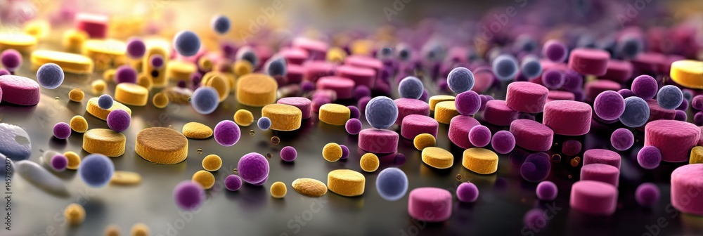 Poster Superbug Bacteria Resistant to Antibiotic Treatments Under Microscopic View Generative AI