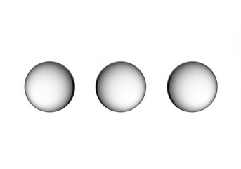 Three translucent spheres arranged horizontally against a white background