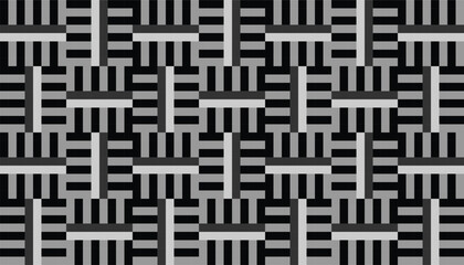 Seamless monochrome design with structured bars forming a basket weave effect