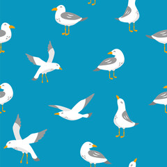 seamless seagull cartoon pattern