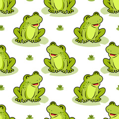 seamless cute frog pattern design