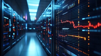 Fototapeta premium A quantum finance data center computing stock market probabilities 