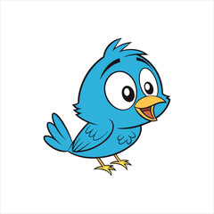 Cute Blue Cartoon Bird Clip Art Vector