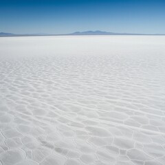 Vast White Salt Flat Landscape Under Blue Sky