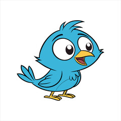 Cute Blue Cartoon Bird Clip Art Vector