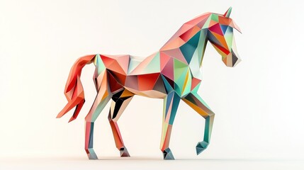 Colorful polygonal horse sculpture
