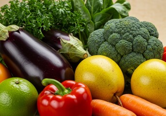 Vibrant Fresh Vegetables and Fruits Still Life