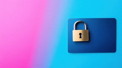 Fototapeta premium Padlock on card security protection