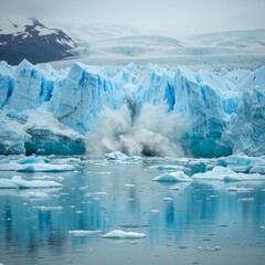 Glacier Calving Into Turquoise Water