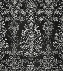 Elegant gothic floral damask, black and white seamless pattern , leaf, vintage, fabric