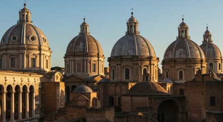 Obraz premium Four Stone Domes of Ancient Church in Italy