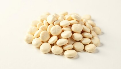 Pile of white beans isolated on bright white backdrop, culinary, pile, nutrition