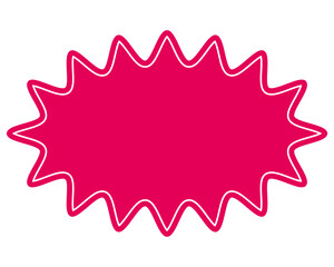 シンプルなカラーの吹き出し　細長い丸みのあるギザギザした形