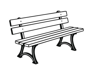 Wooden bench icon for public seating and outdoor relaxation