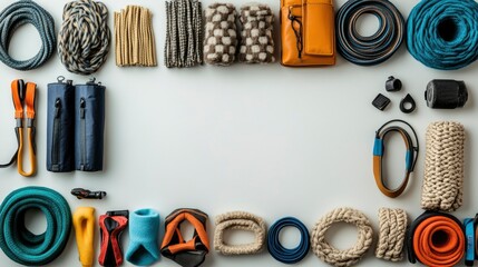 Flat Lay of Colorful Climbing and Hiking Gear