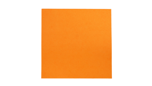 Blank orange square paper sticker label isolated on transparent background