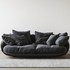 black leather sofa on white background